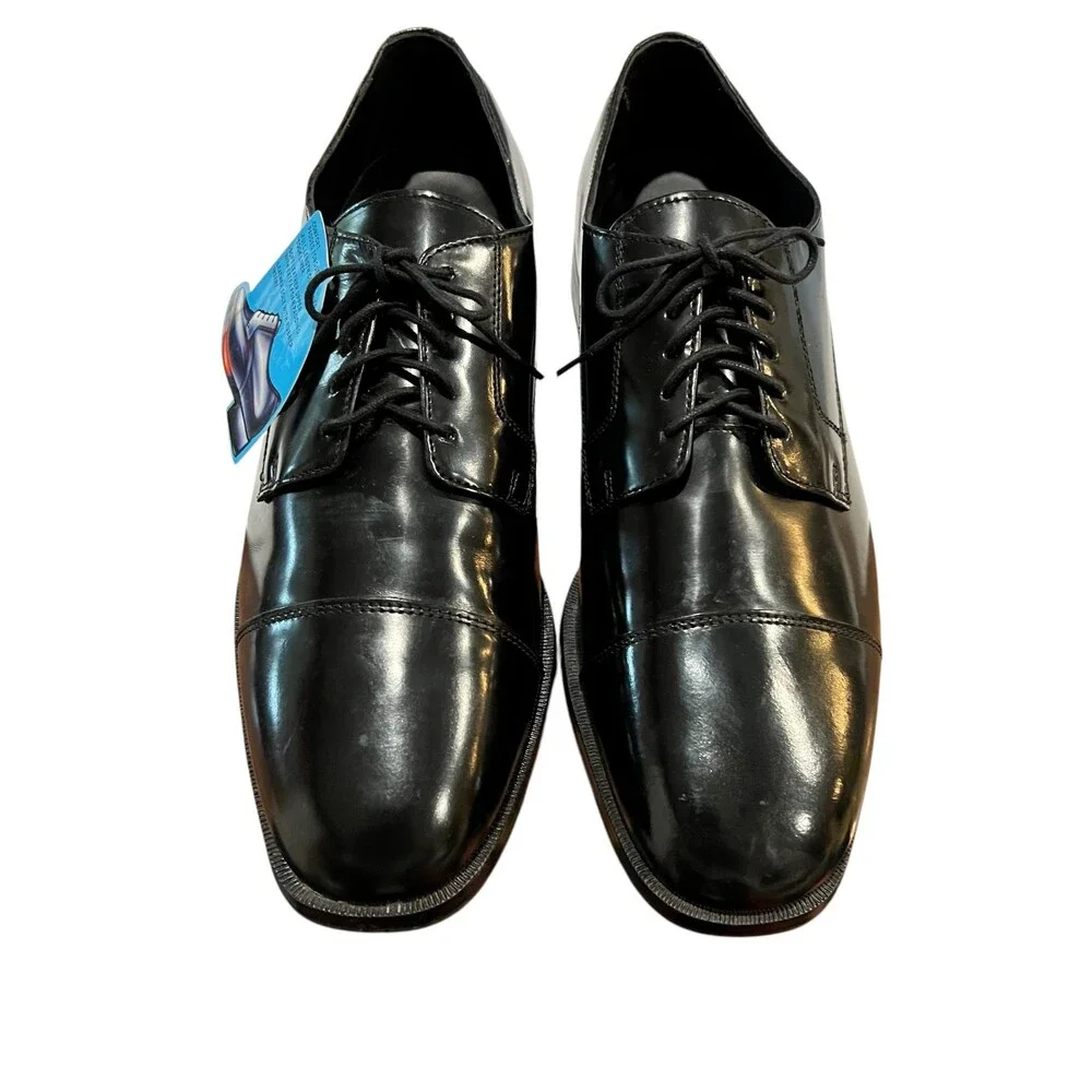 Nunn Bush Mens Black Leather Centro Dress Flex Oxford  12 M  NWOB  Office Formal